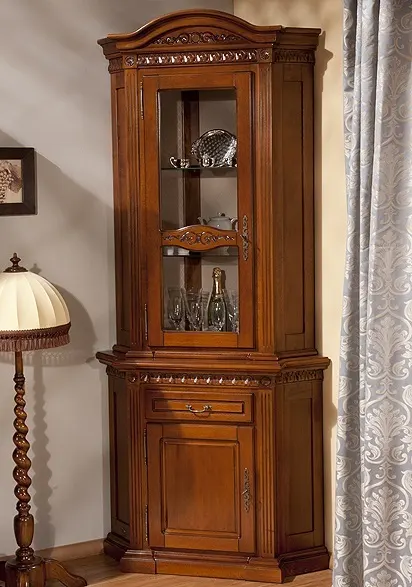 Буфет угловой "Венеция" Орех 705  купить в интернет магазине Мебель из массива. Звоните +7 495 961-63-63 Буфеты из массива дерева